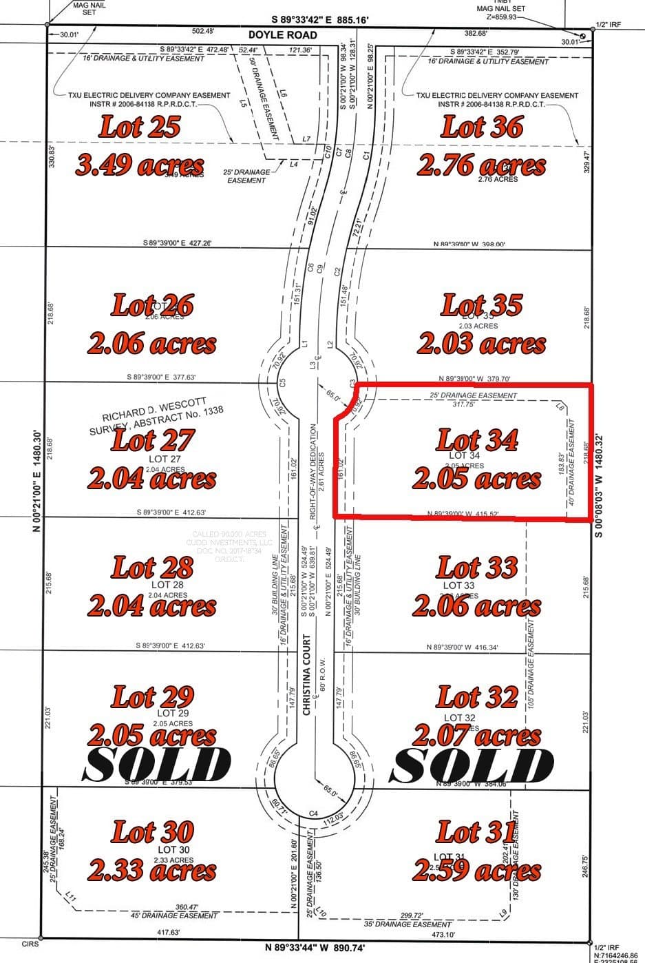 2.05 acres in Denton County