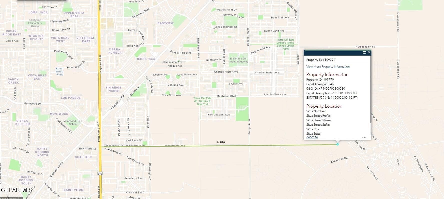 0.46 acres in El Paso County