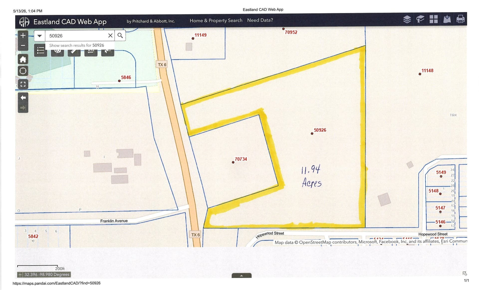 11.94 acres in Eastland County