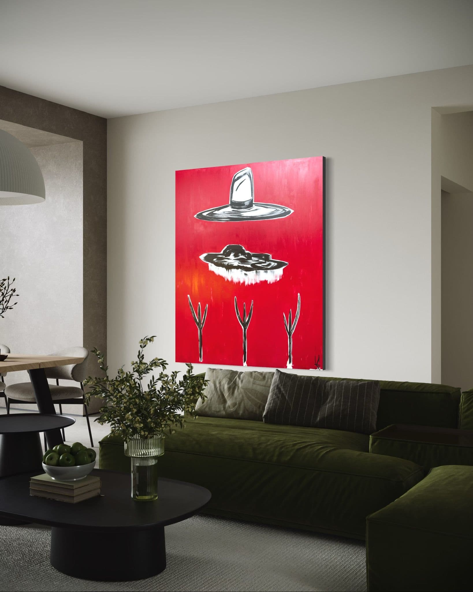 Laura's work hangs in a modern ranch home