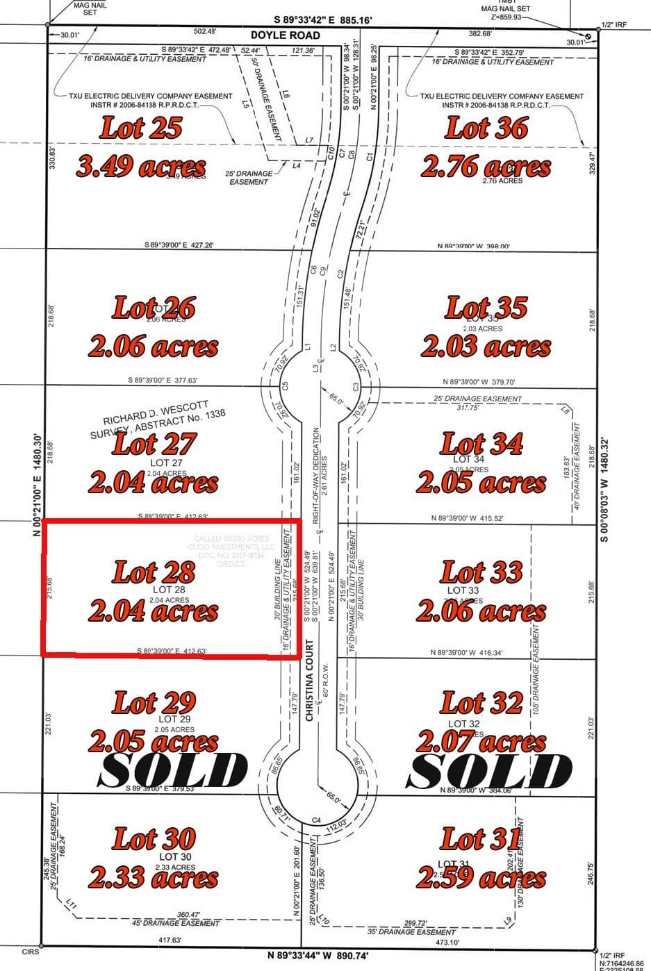 2.04 acres in Denton County