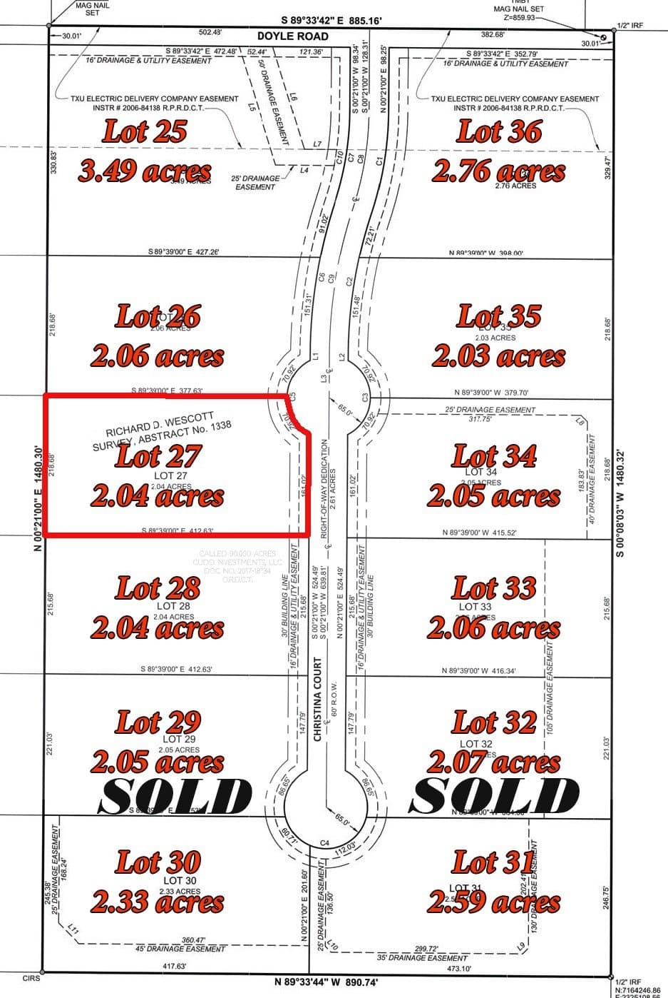 2.04 acres in Denton County